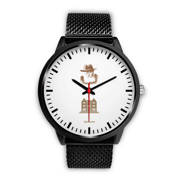 Lubavitcher Rebbe 770 Hebrew Wristwatch Black Black Watch Mens 40mm Black Metal Mesh 
