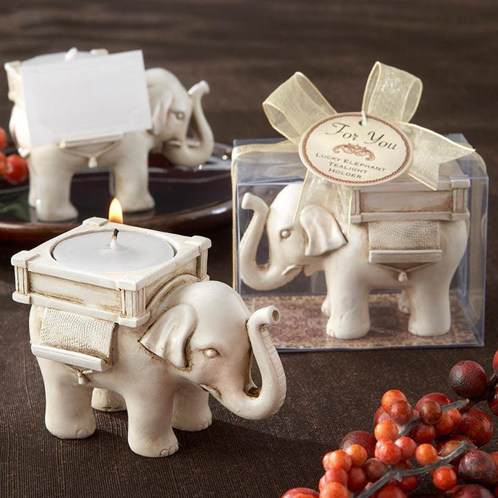 "Lucky Elephant" Antique Ivory - Finish Tea Light Holder "Lucky Elephant" Antique Ivory - Finish Tea Light Holder 