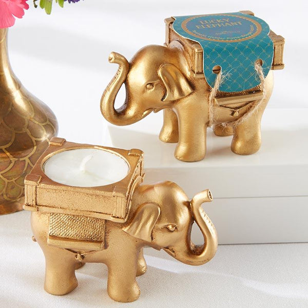 Lucky Elephant Golden Tea Light Holder Lucky Elephant Golden Tea Light Holder 