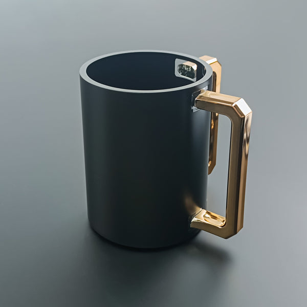 Acrylic Washing Cup Black with Gold Handles-0