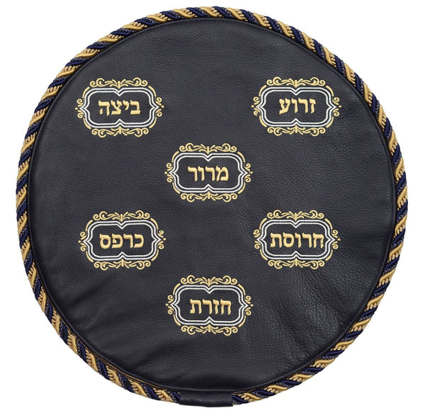 MA130-NV Matzah Covers Matzah Cover Gold & Cream Navy
