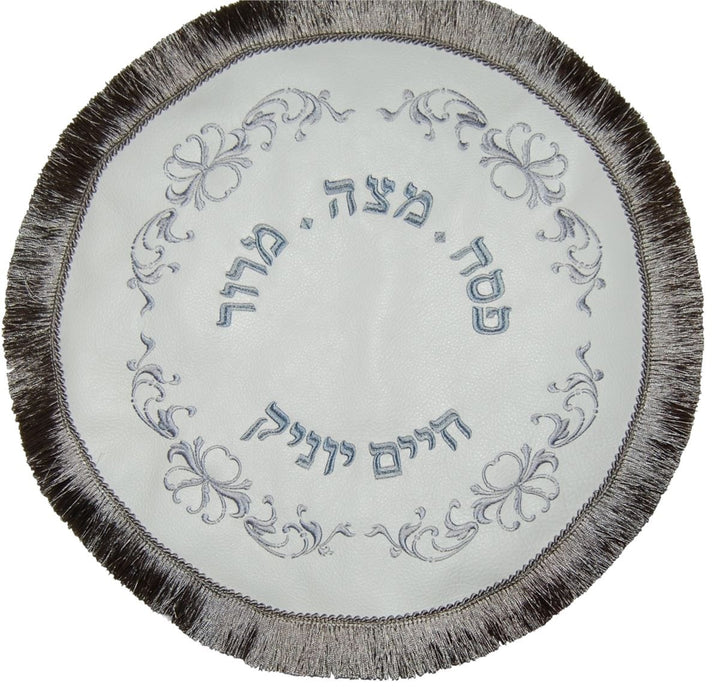 MA135-WH3 Matzah Covers Matzah Cover Light Grey White