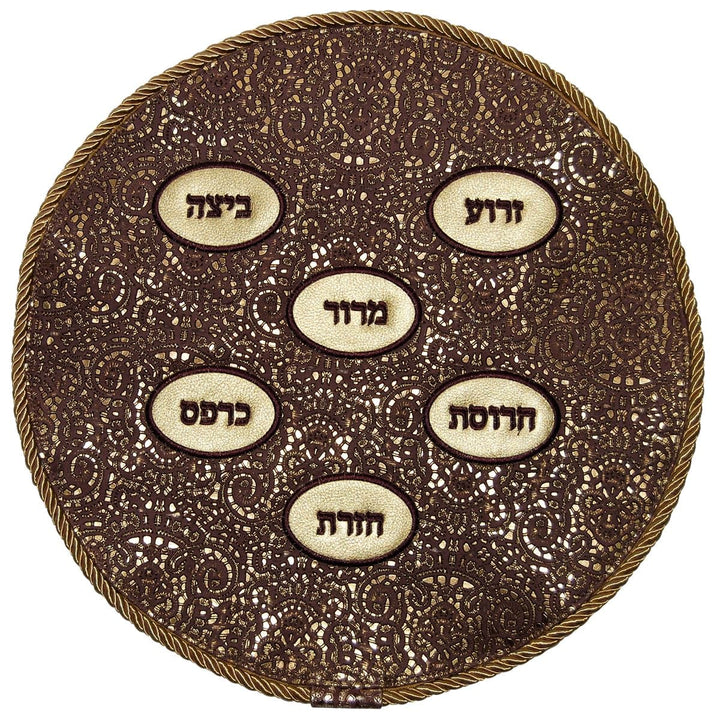 MA140F-BG Matzah Covers Matzah Cover Plum Embossed Geometric Shapes Burgundy & Gold & Metallic Gold