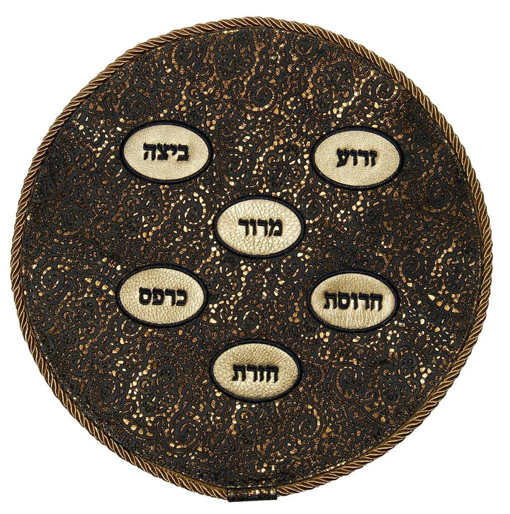 MA140F-BK Matzah Covers Matzah Cover Smoke Embossed Geometric Shapes Smoke & Copper & Gold Metallic