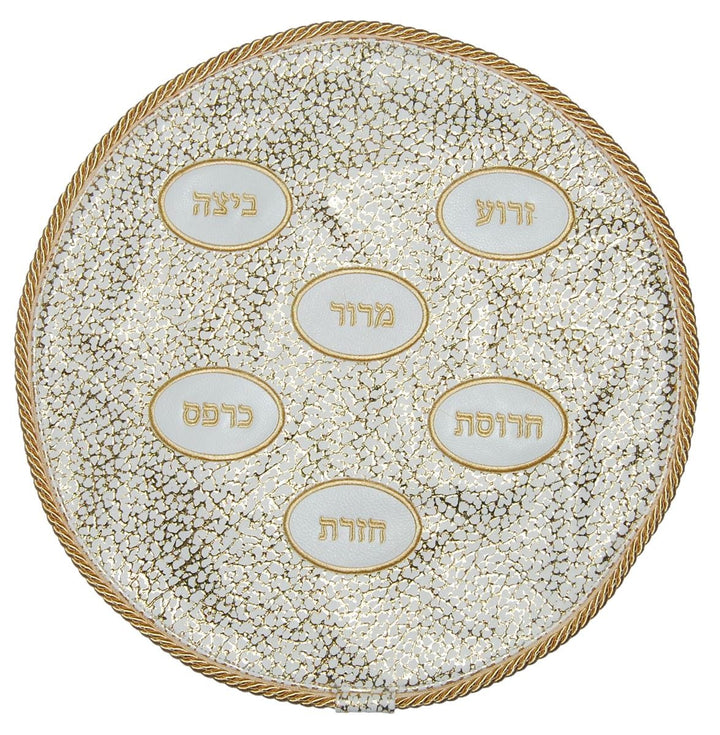 MA140F-WH Matzah Covers Matzah Cover Gold White & Gold Printed & White