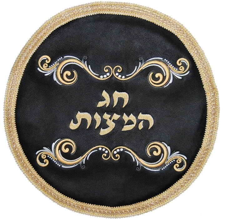 MA180-BK2 Matzah Covers Matzah Cover Cream & Gold Black