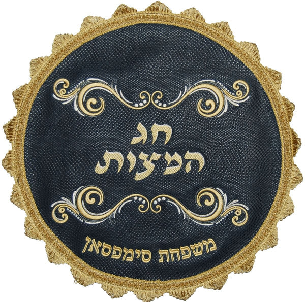 MA180F-NV Matzah Covers Matzah Cover Gold & Cream Navy Snake
