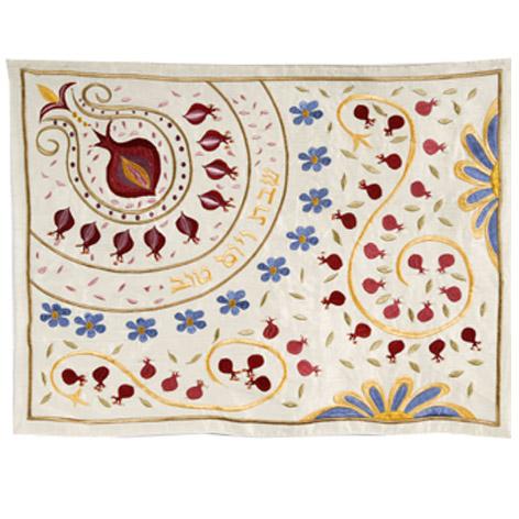 Machine Embroidered Challah Cover -Pomegranates Round 