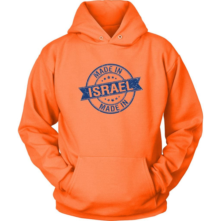Made in Israel Tops Shirts Sweatshirts T-shirt Unisex Hoodie Neon Orange S