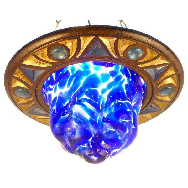 Majestic Blue Star Modern Ceiling Synagogue Lamp 