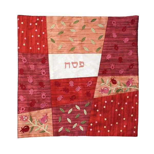 Matzah Cover - Appliqued + Embroidery - Red 