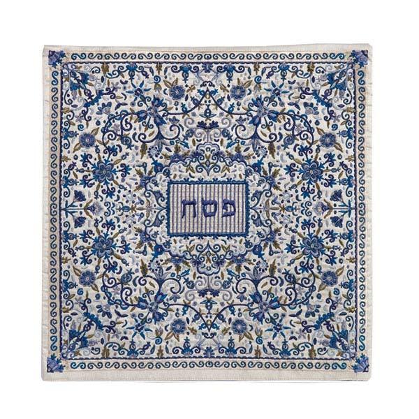 Matzah Cover - Full Embroidery - Blue 