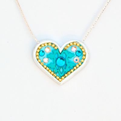 Medium Silver Heart Pendant Turquoise II 