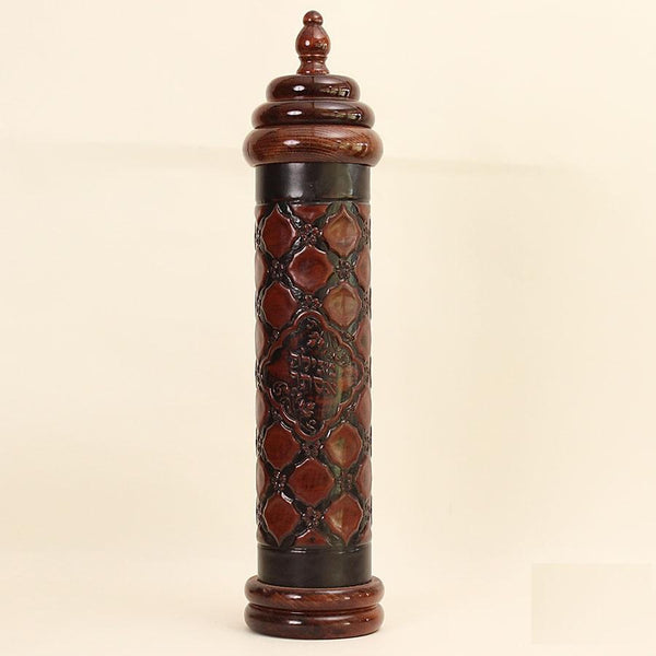 Megilah Scroll Wood and Leather Case Holder Large None Thanks 