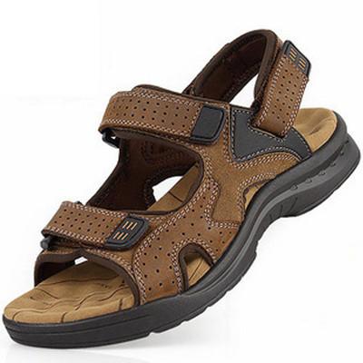 Men Sandals - Genuine Leather Cowhide Summer Outdoor Casual Suede Leather Sandals apparel Brown 6.5 