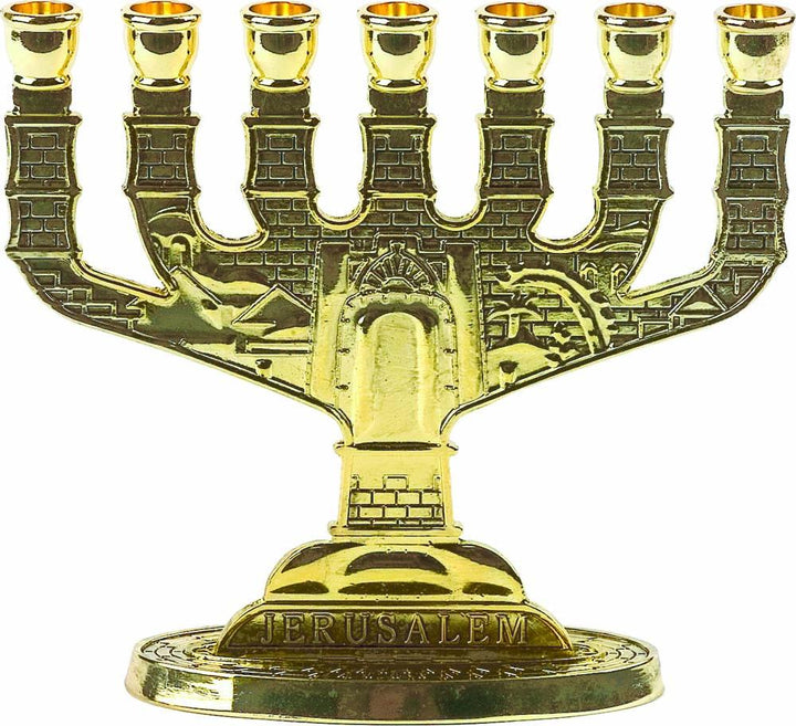 Menorah Jerusalem Antique Gold 