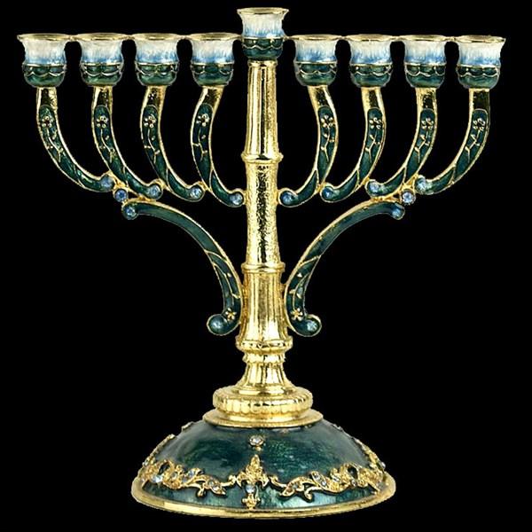 Menorah, jeweled, 7" 