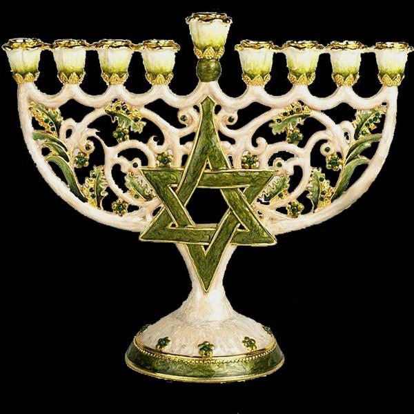 Menorah, jeweled, 8" 