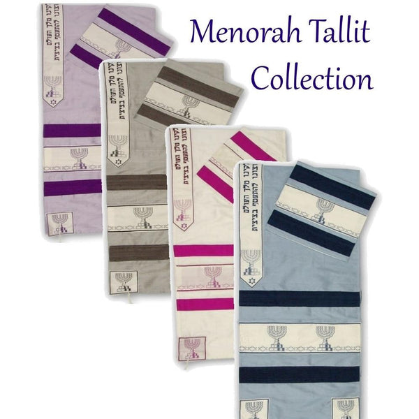 Menorah Jewish Symbolic Silk Tallit Sets 
