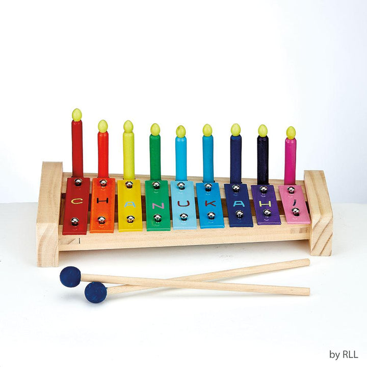 Menorah, “my First Xylophone”, Wood W/ Candles & Mallets Chanuka 