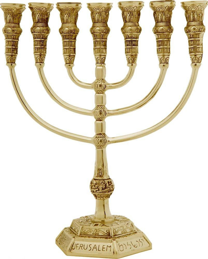 Menorah Temple 22 cm Brass Item No. 7812-AG Menorah Temple 22 cm Gold Size Cm. 22x16 