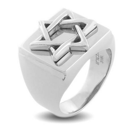 Men's Ring with a Flat Plate Cut Out Star Of David jewish ring 