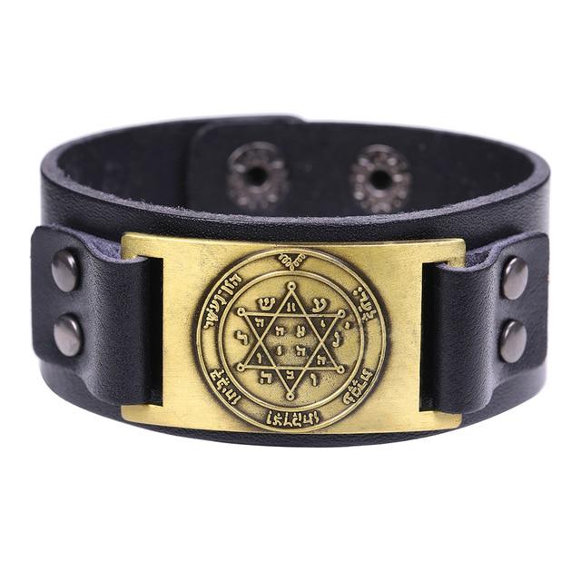 Mens Wide Leather Kabala Amulet Bracelets bracelet 1 