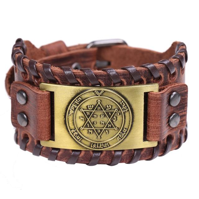 Mens Wide Leather Kabala Amulet Bracelets bracelet 10 