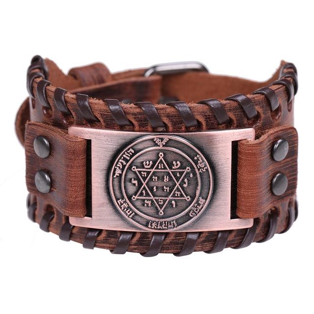 Mens Wide Leather Kabala Amulet Bracelets bracelet 11 
