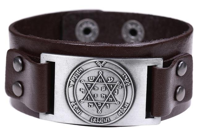 Mens Wide Leather Kabala Amulet Bracelets bracelet 3 