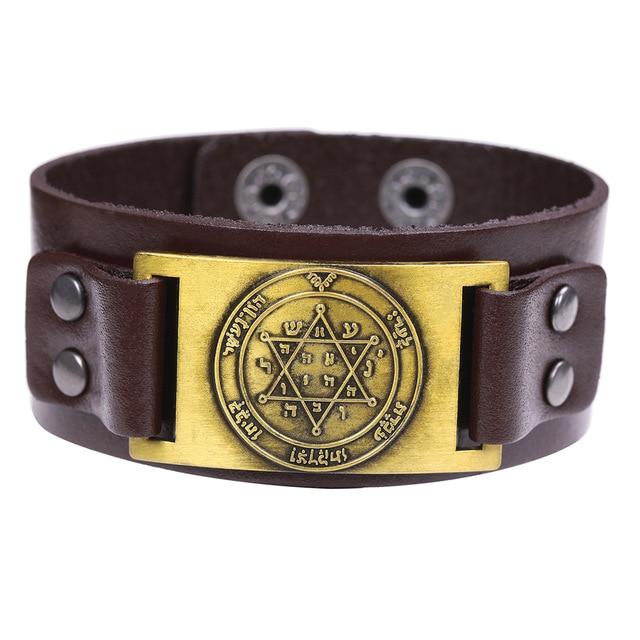 Mens Wide Leather Kabala Amulet Bracelets bracelet 4 