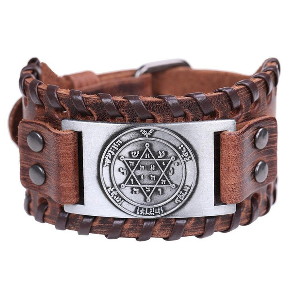 Mens Wide Leather Kabala Amulet Bracelets bracelet 