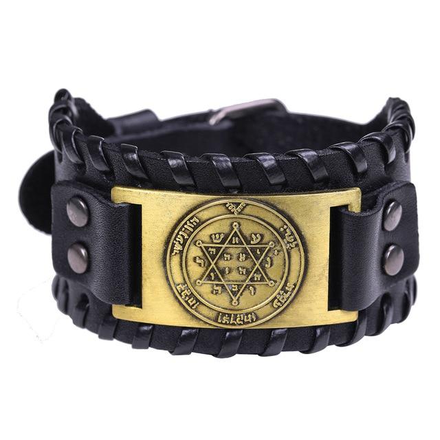 Mens Wide Leather Kabala Amulet Bracelets bracelet 7 