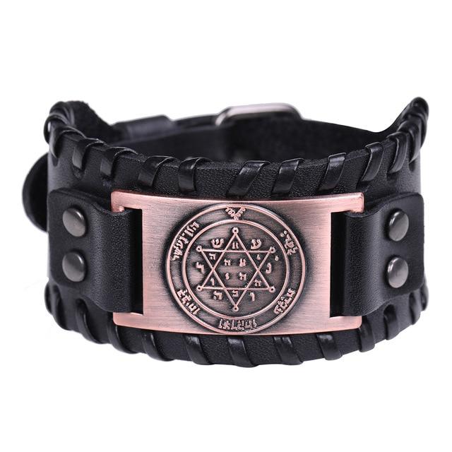 Mens Wide Leather Kabala Amulet Bracelets bracelet 8 