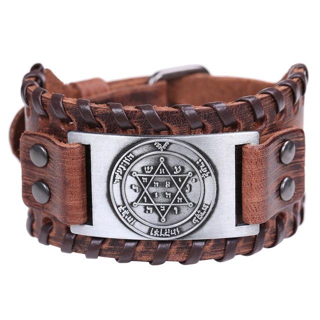 Mens Wide Leather Kabala Amulet Bracelets bracelet 9 
