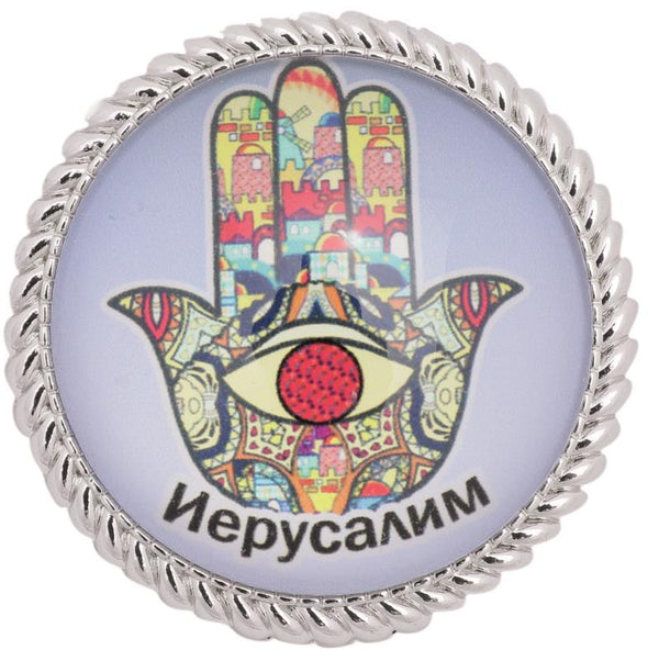 Metal Magnet With Glass 4cm- Mazal, Multicolor (russian) 5153 