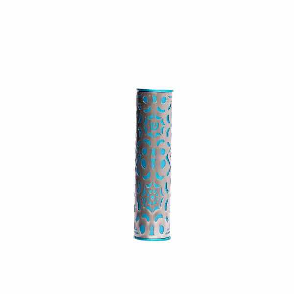 Mezuzah 10 cm - Semi-Circle + Metal Cutout - Magen David - Turquoise 