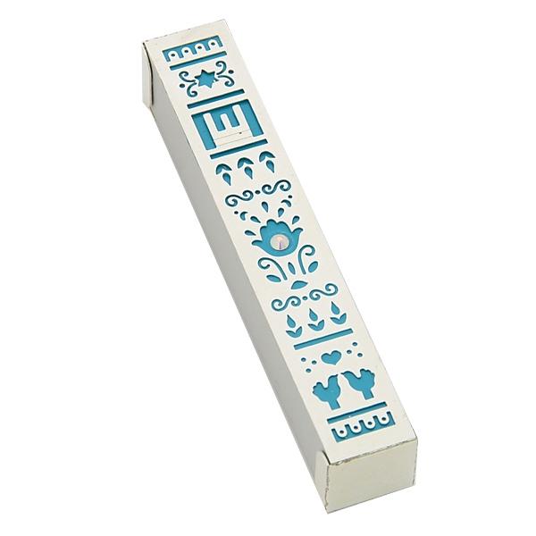 Mezuzah Cases - Flowers, Dove, Shema, Star, Tree of Life Silver Flowers 