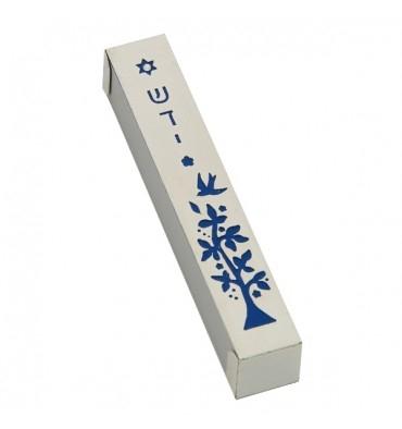 Mezuzah Cases - Flowers, Dove, Shema, Star, Tree of Life Tree of Life Silver & Blue 