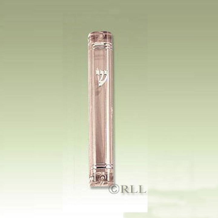 Mezuzah, Clear Lucite, Rounded, 5.5" CEREMONIAL 