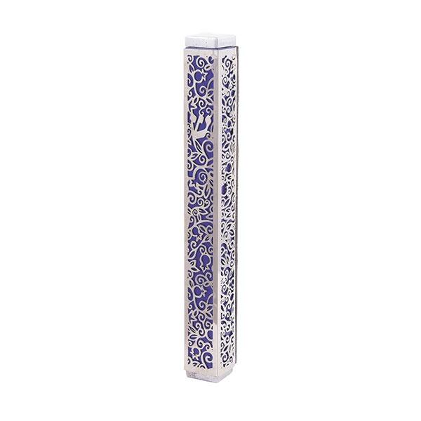 Mezuzah + Full Metal Cutout - Pomegranates - Purple 