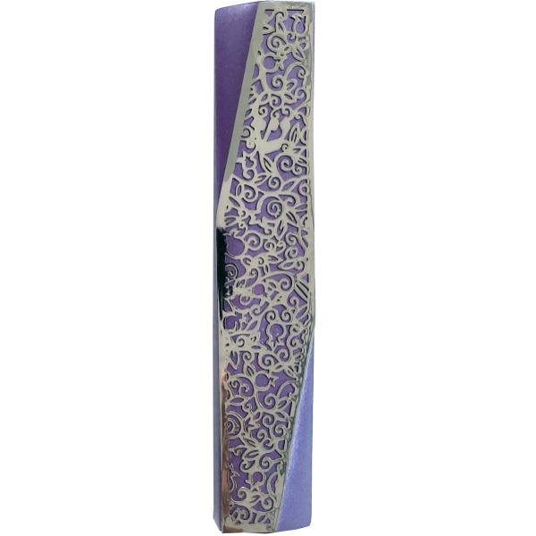 Mezuzah - Geometric - Pomegranates - Purple 