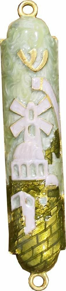 Mezuzah Jerusalem 10 cm Green 