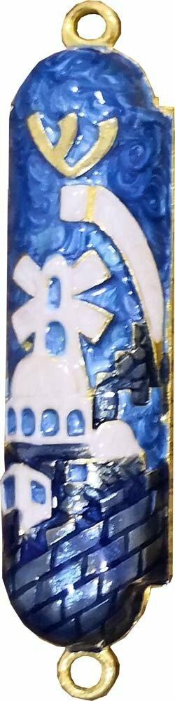 Mezuzah Jerusalem 8 cm Blue 