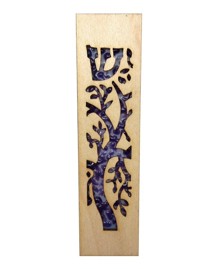 Mezuzah Laser Cut & Glass Tree of Life Tree of Life Mezuzah Purple 