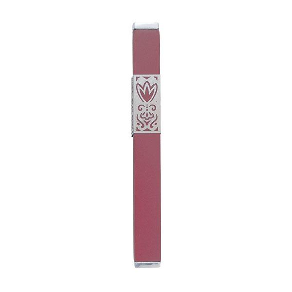 Mezuzah + Metal Cutout 12cm - Maroon 