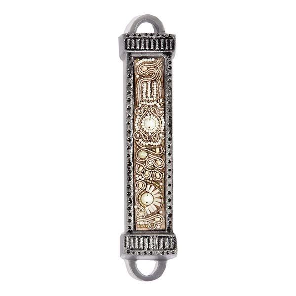 Mezuzah Metal + Embroidery - Pearl 