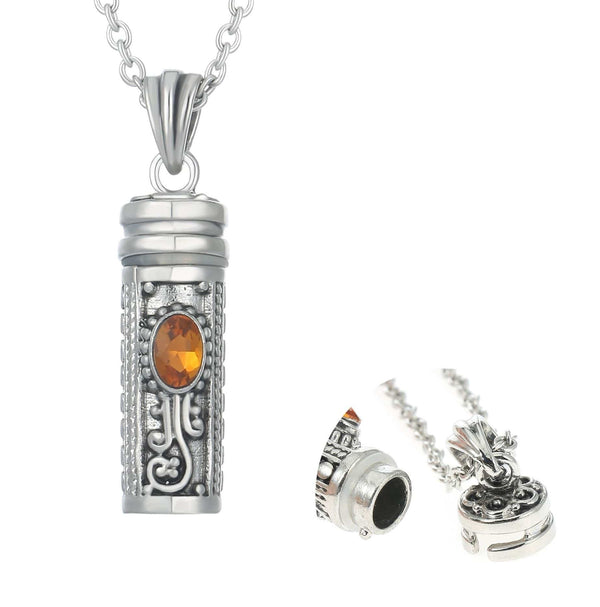 Mezuzah Necklace Locket Pendant & Chain. Color Stones 