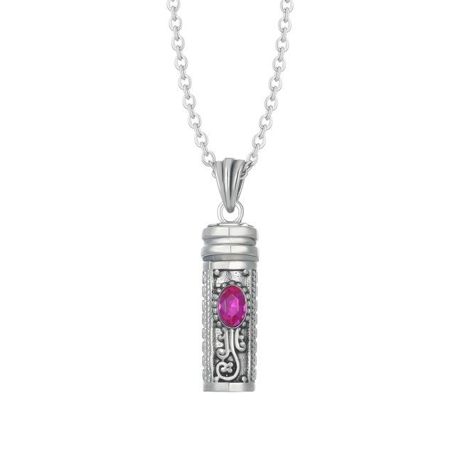 Mezuzah Necklace Locket Pendant & Chain. Color Stones July 