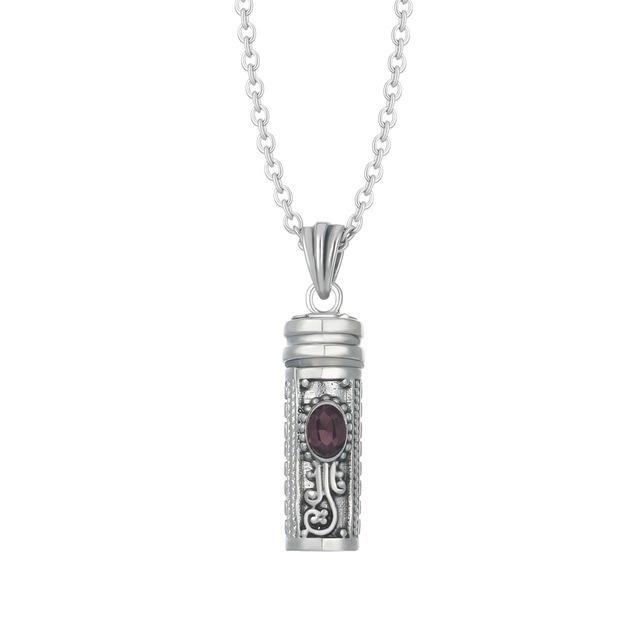 Mezuzah Necklace Locket Pendant & Chain. Color Stones June 